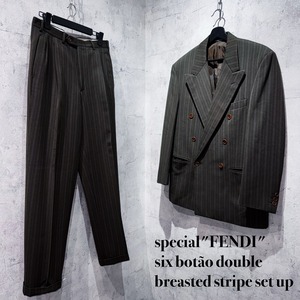 special"FENDI"six botão double breasted stripe set up