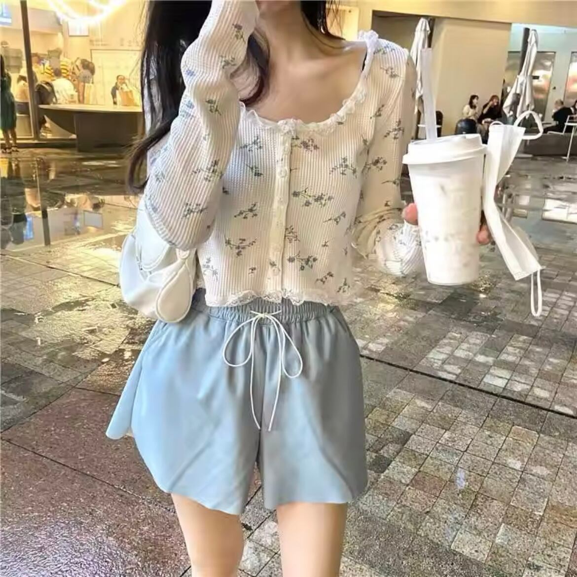 フラワーワッフルカーディガン