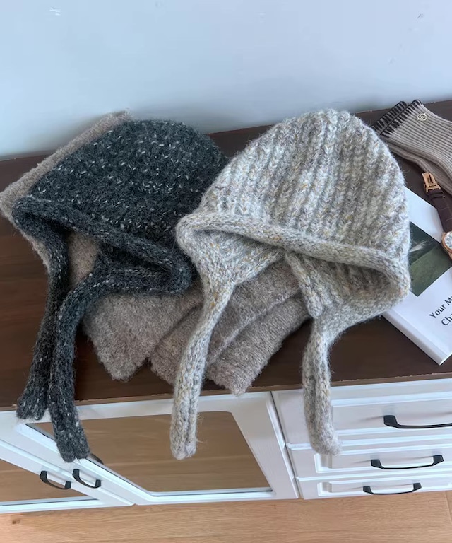 ミックスカラースリットニットキャップ Q0496