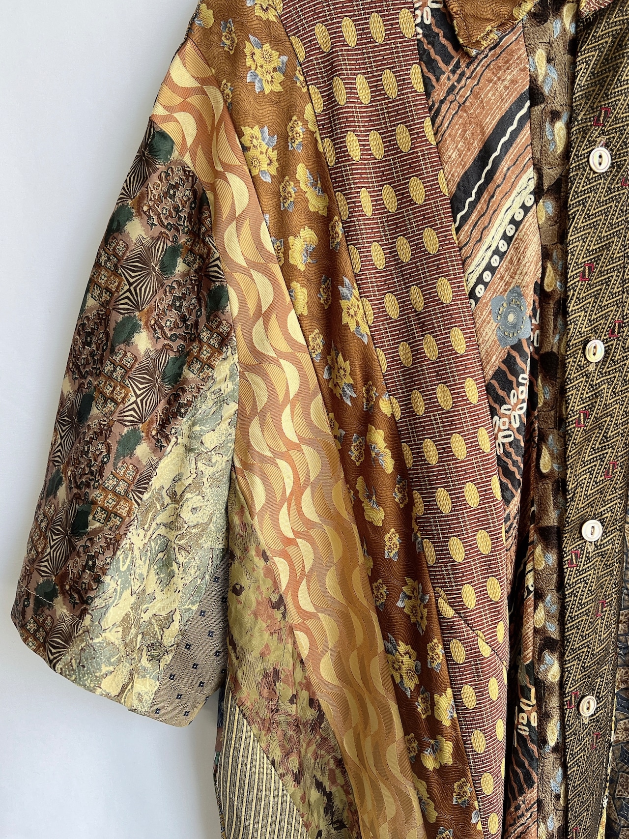 【KOH ISHIGURO】"再構築" REMAKE vintage tie striped patchwork short sleeve shirt - 9