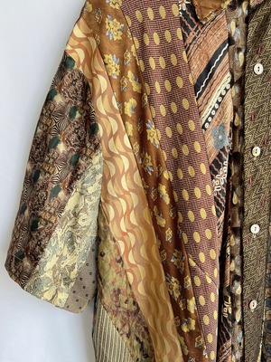 【KOH ISHIGURO】"再構築" REMAKE vintage tie striped patchwork short sleeve shirt