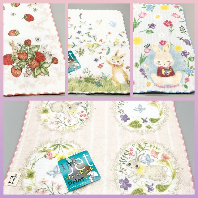 Shinzi Katoh　ハートポケット　タオルハンカチ　うさぎ