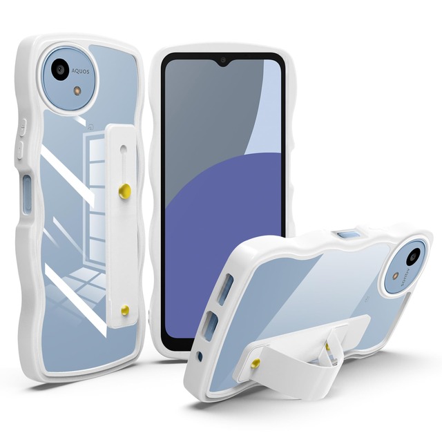 AQUOS R9/R10 ケース クリア スタンド機能 AQUOS R9 SH-51F/SH-51E スマホケース 耐衝撃 アクオス R9/R10 カバー 透明 軽量 薄型 おしゃれ 人気 ストラップホール (ホワイト)