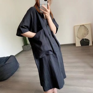 ビッグポケットシャツワンピース　　ASF-212010-1038