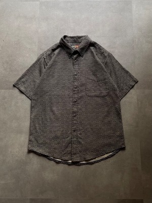 REPP LTD 総柄 半袖シャツ コットン ボタンダウン ブラック 1X