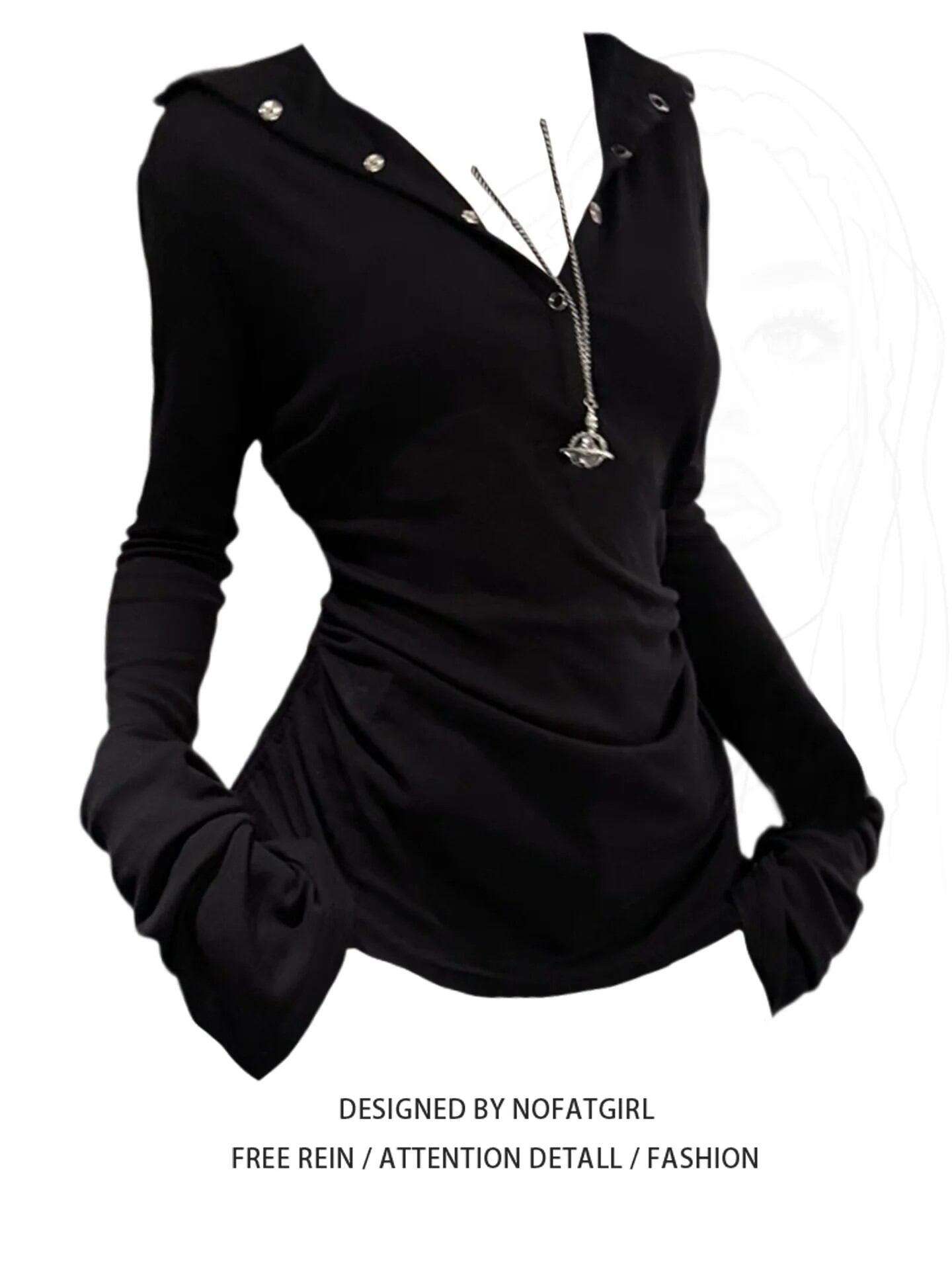 プラスサイズアメリカンレトロフード付き長袖Tシャツ女性初秋の新しい薄いタイプ痩身ベースシャツトップカジュアルスタイル