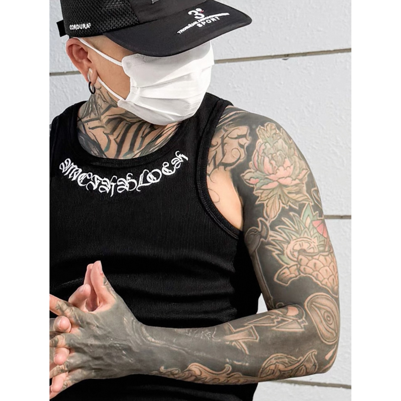 ストリート Chicano 刺繍入り高伸縮ボトムタイトベスト T1629