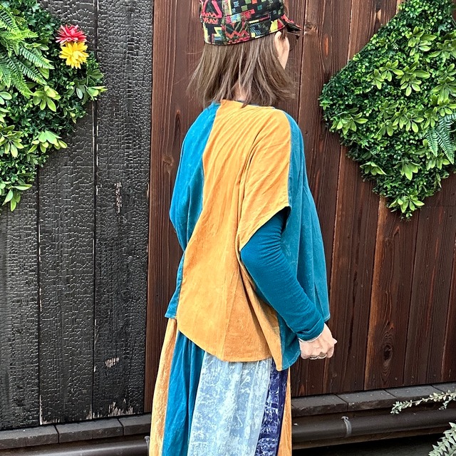 コットンバイカラーポンチョ