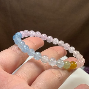 no4.爽やかパステル☆グラデーションミックスベリル ブレスレット