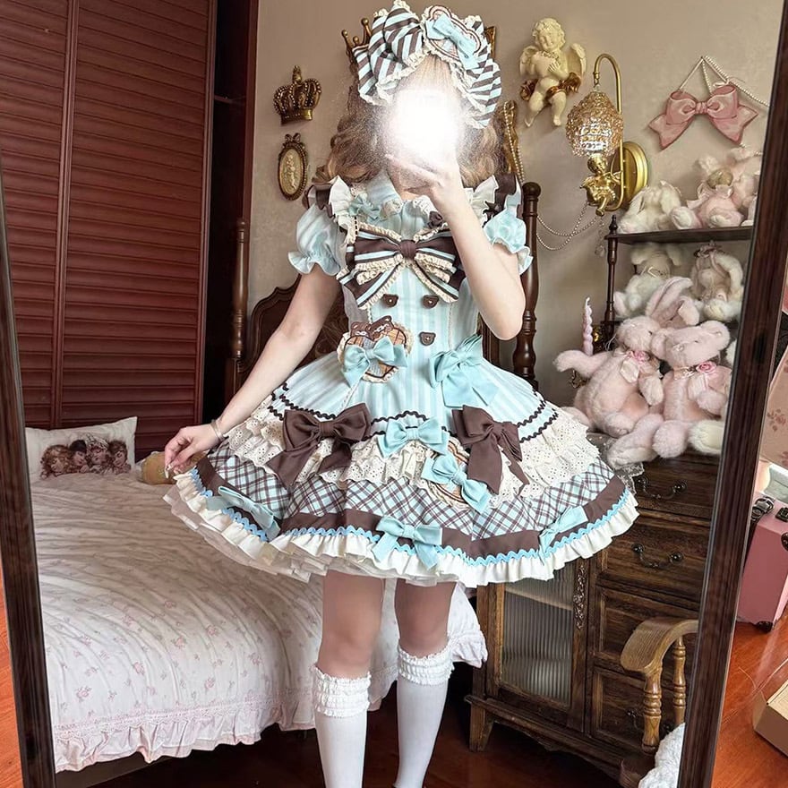 甘ロリ カチューシャ チョコミント×リボン×ヘッドドレス｜WithU