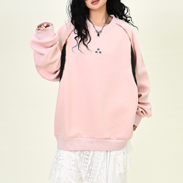 switch design point logo sweatshirt　切替デザインポイントロゴスウェットシャツ　J1239