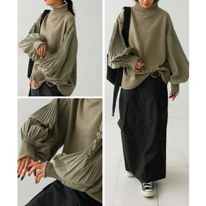 Lantern Sleeve Knitted Pullover Sweater Tops / ランタン スリーブ ニット プルオーバー トップス