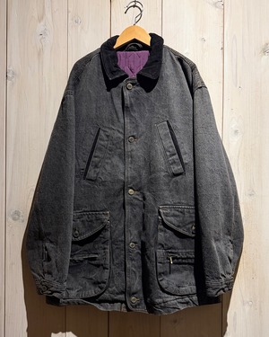 【a.k.a.C.a.k.a vintage】80’s Euro Vintage Beautiful Fade Black Denim Coverall Jacket
