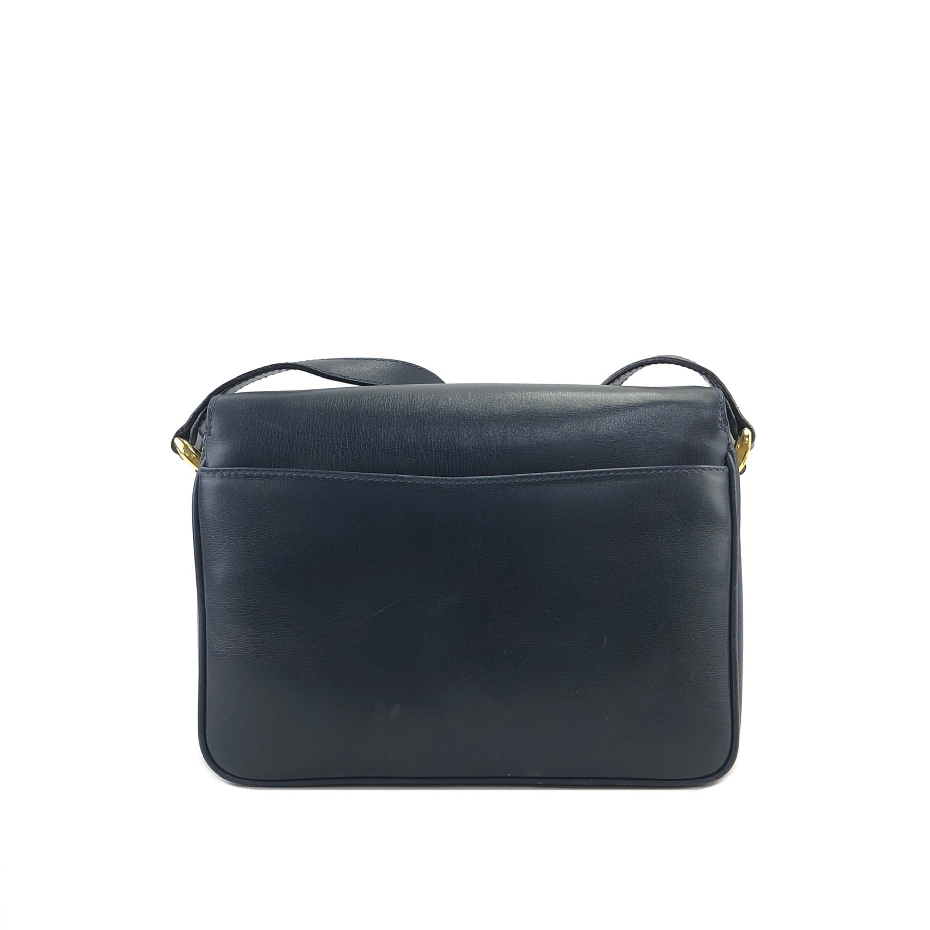 CELINE セリーヌ トリオンフ レザー ショルダーバッグ ネイビー