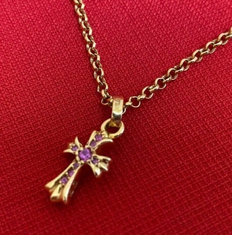 CHROME HEARTS クロムハーツ 22k ロールチェーン タイニークロス CHROME HEARTS クロムハーツ 22k ロールチェーン タイニークロス