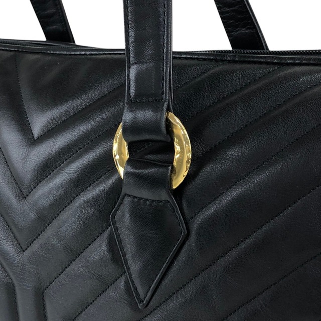 Yves Saint Laurent イヴ・サンローラン ハンドバッグ ブラック レザー Y字キルティング vintage ヴィンテージ オールド vp6k4v