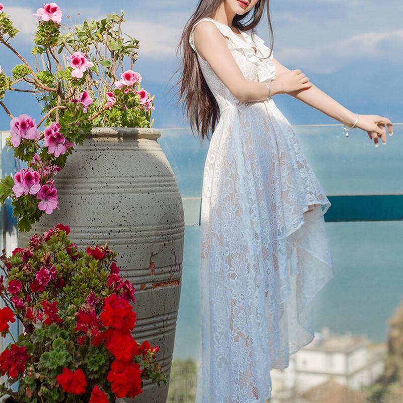 ノースリーブ Vネック フィッシュテール ワンピース