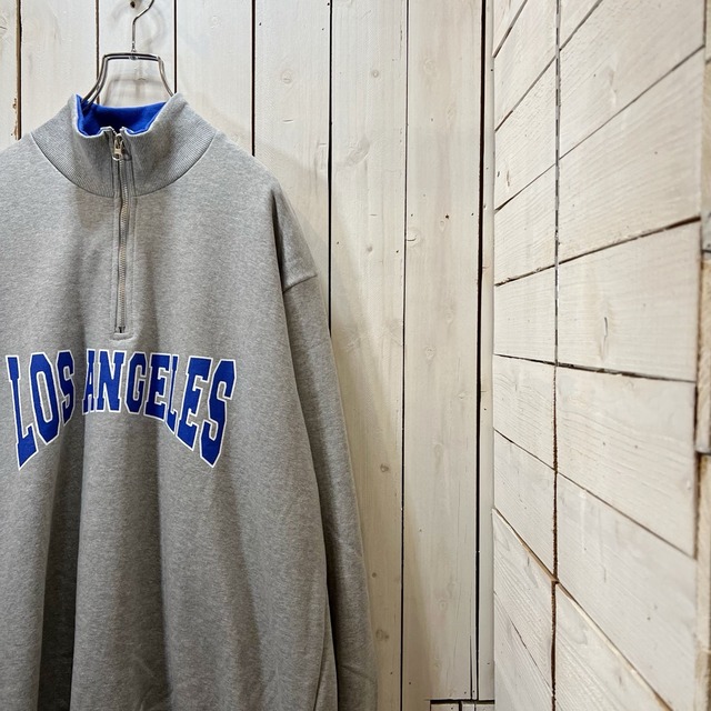 221912-3】Los Angeles logo half zip sweatshirt / ロスアンゼルス ロゴ ハーフジップ スウェット |  24/7 TOKYO