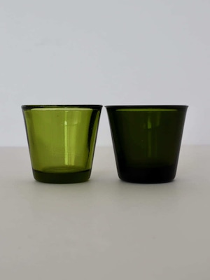 グラス キャンドルホルダー ブライト グリーン ＋ ダークグリーン / Glass Candleholder Blight Green + Dark Green