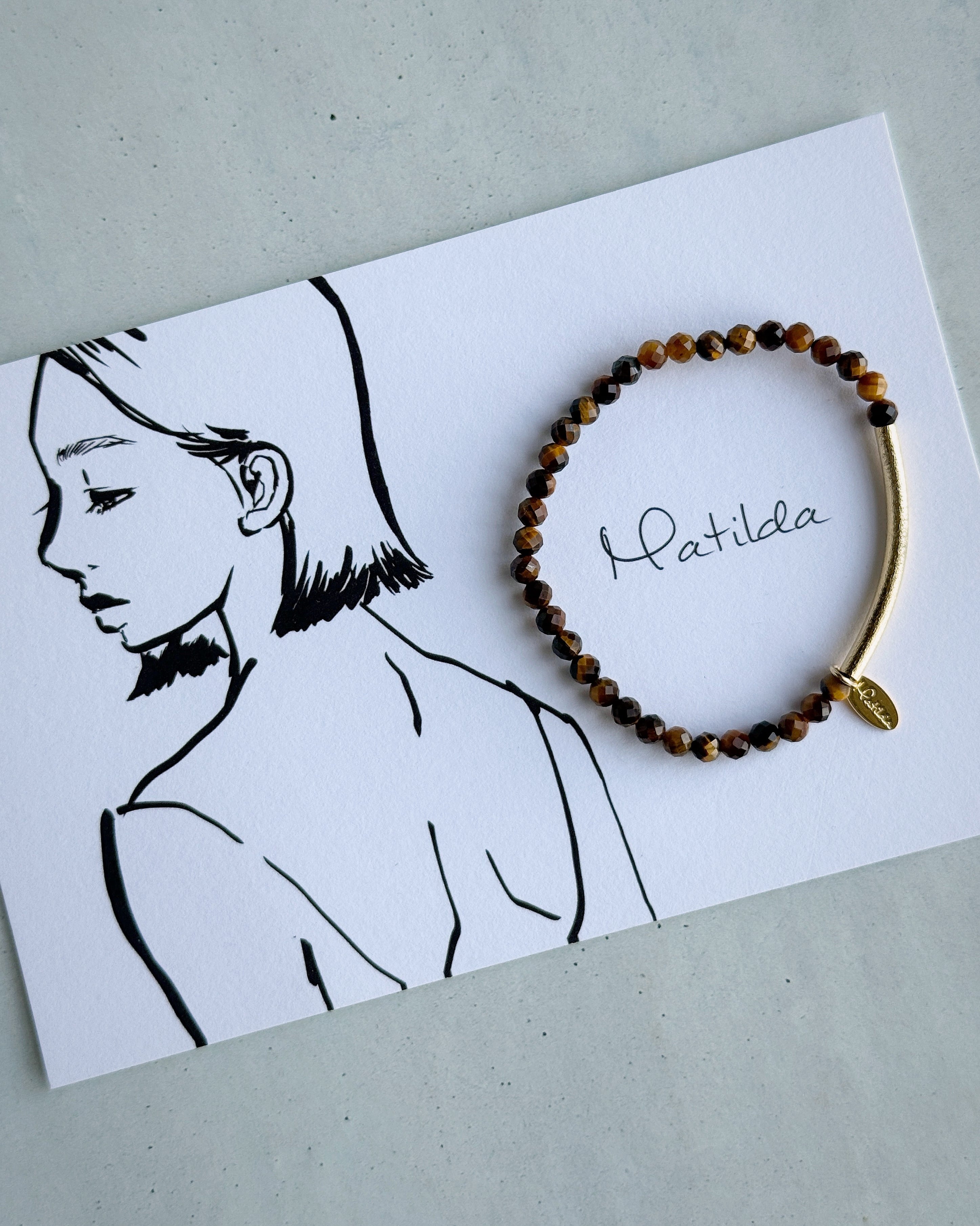 Tube & stone bracelet(タイガーアイ)