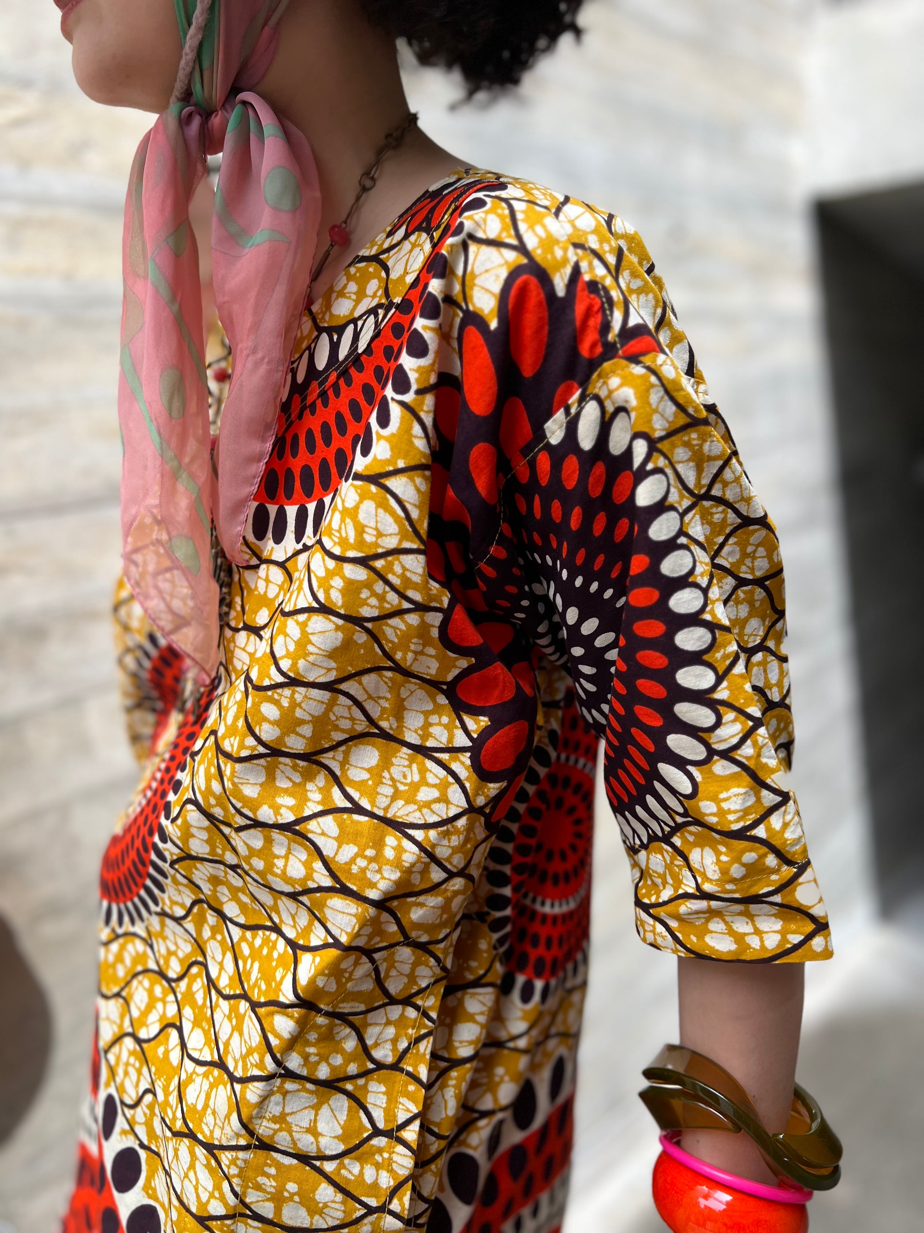 Vintage african batik cotton pants suits ( ヴィンテージ アフリカン