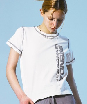 [PRENDA] SMUDGED LOGO TEE WHITE