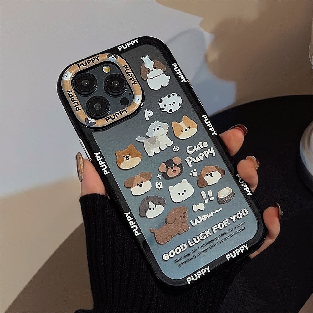 iPhone16対応】わんわん大集合◎かわいい犬 イラストクリアケース 耐