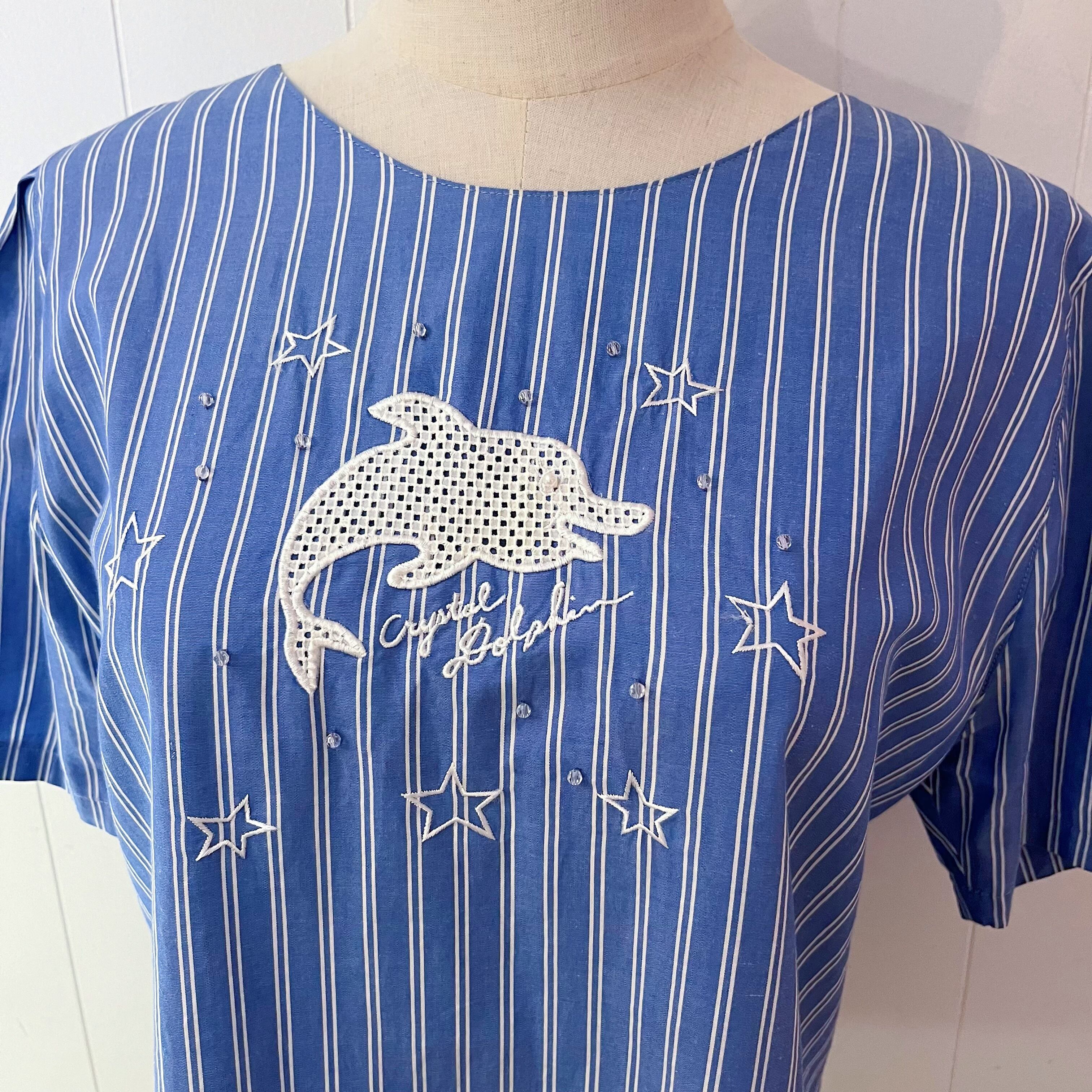 dolphin blue stripe blouse