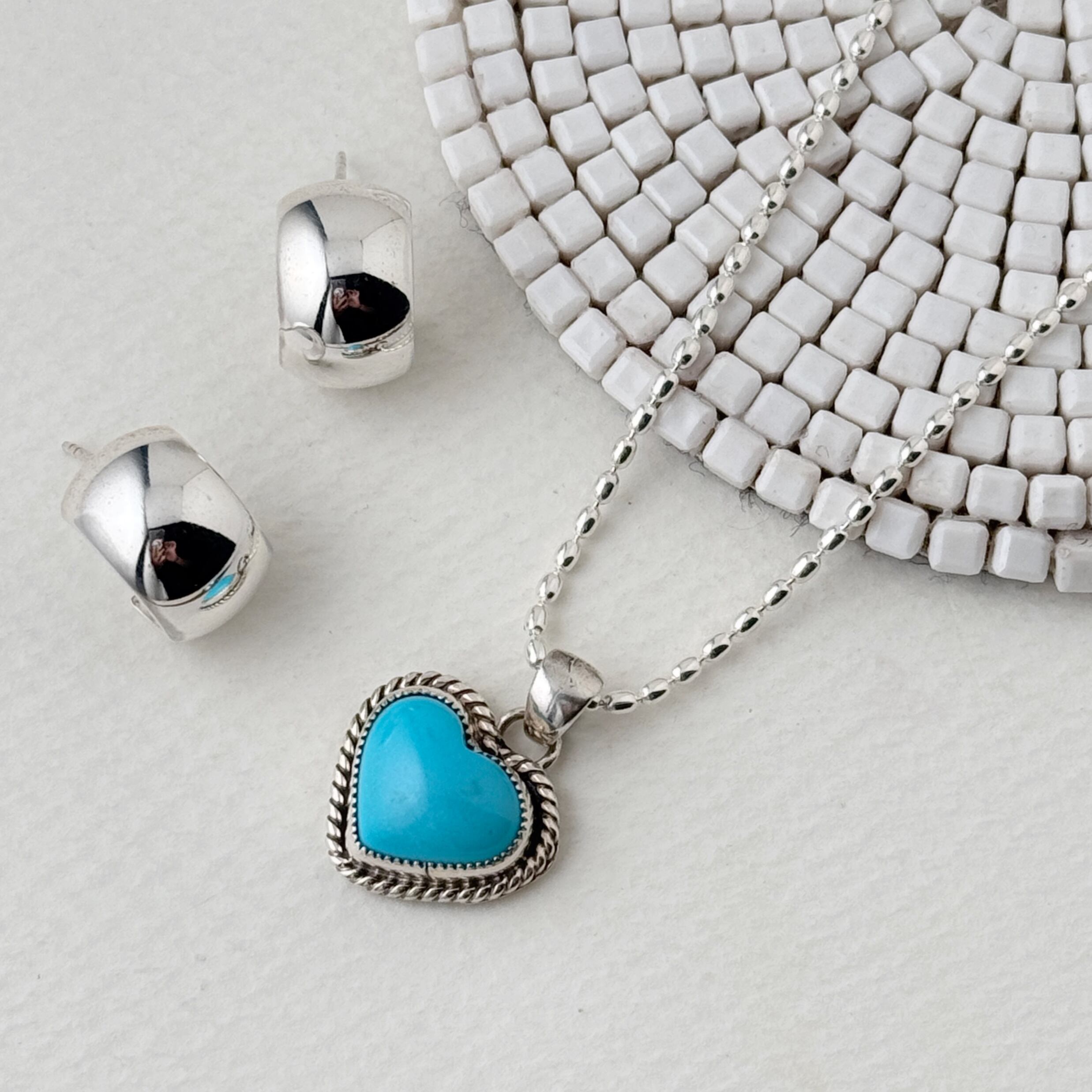 Indian Jewelry 》一点物 キングマン ターコイズ ハート ペンダント S