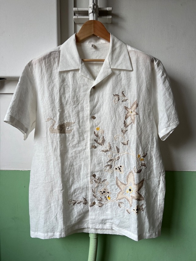 【LAST1】Cross-stitch shirt(White)
