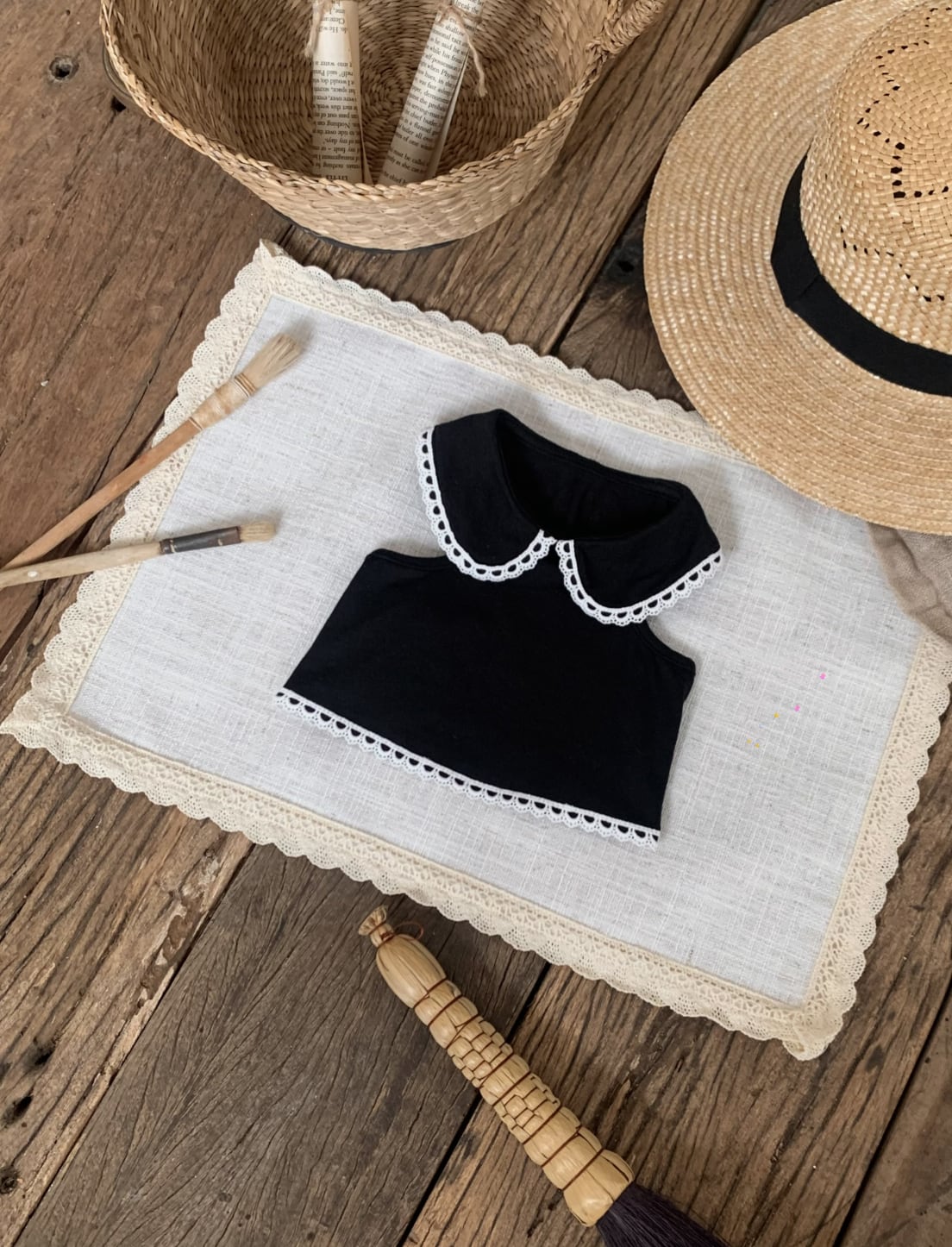 S/即納【seenii】Loro Collar Tee (black)