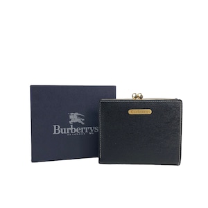 BURBERRY バーバリー ロゴ レザー がま口 財布 ブラック vintage  