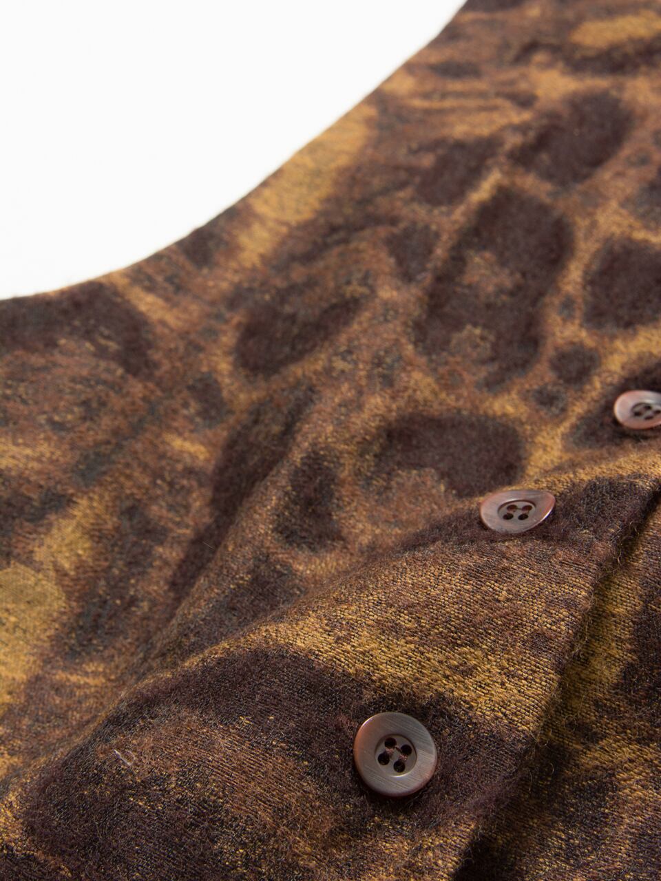【KENZO JUNGLE】Made in France leopard pattern wool gillet（ケンゾージャングル フランス製レオパード柄ジレ ベスト）1d