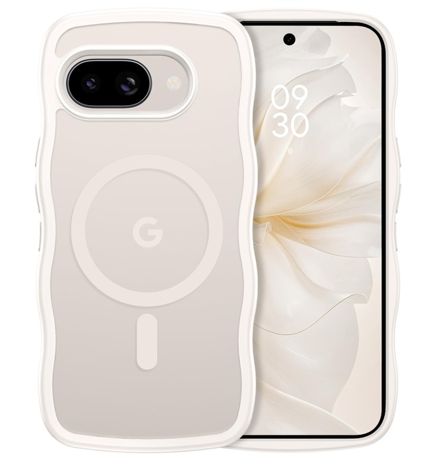 GUAGUA Google Pixel 9A ケース Magsafe対応 クリア ウェーブ ピクセル 9a ソフト TPU マツと感 指紋防止 グーグルピクセル9a うねうね 人気 韓国 耐衝撃 超軽量 薄型 おしゃれ 黄ばみなし 滑り止め マグセーフ グーグルピクセル9a なみなみ カバー