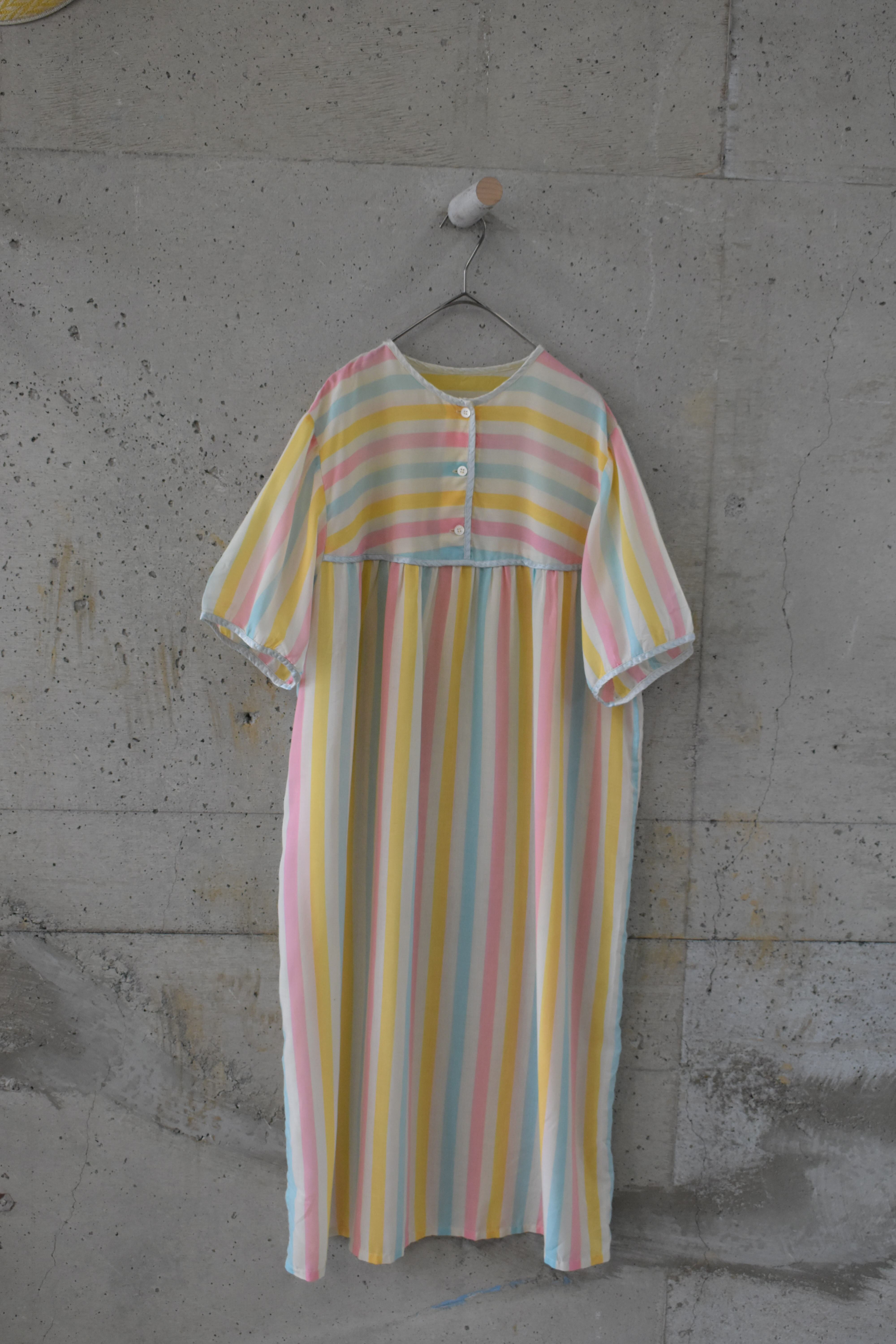 Colorful striped glossy trim dress