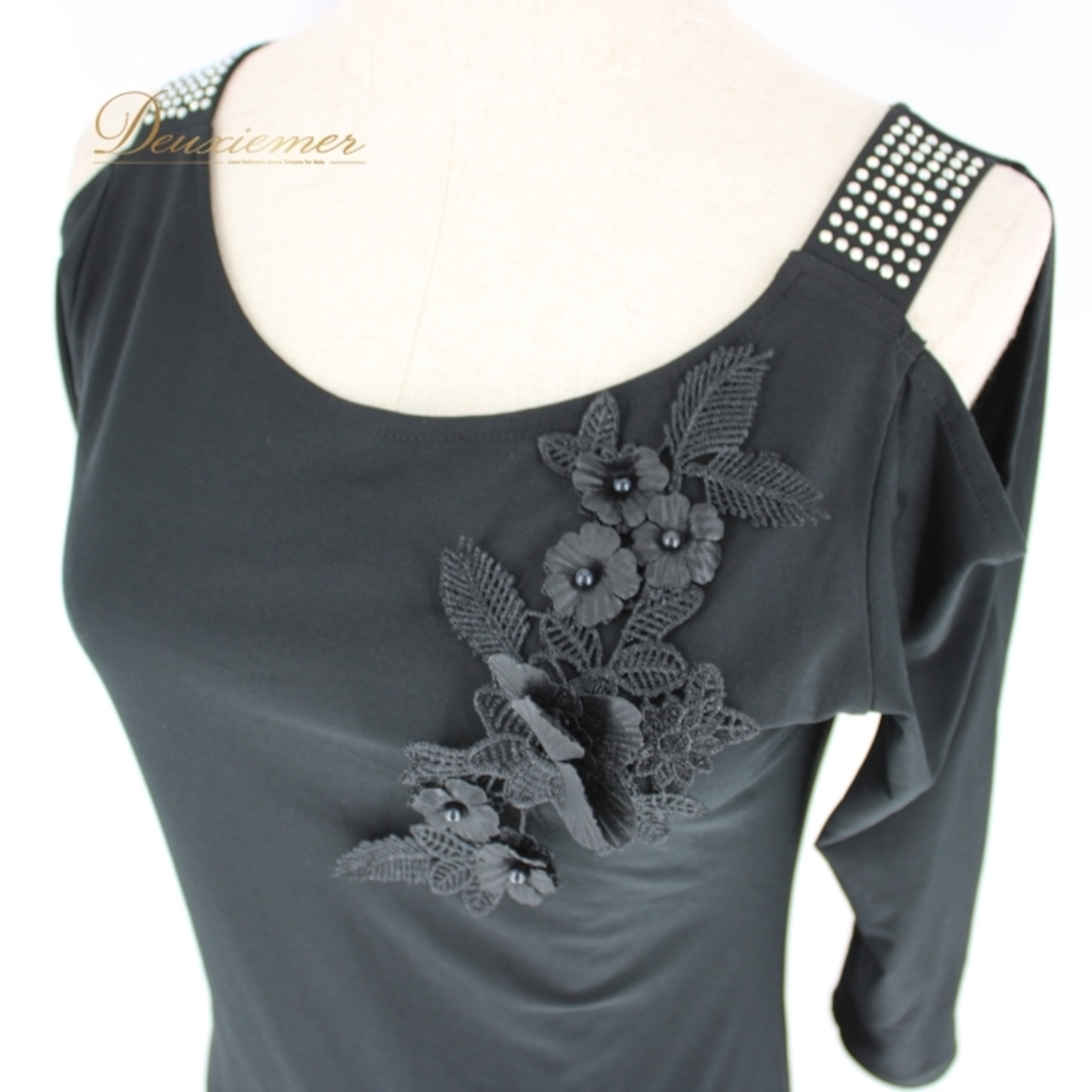 社交ダンス 衣装 スタンダード ラテン ドレス ワンピース レッスンウェア ICHIOKU イチオク ブラック系 黒 ラインストーン シンプル 上品 伸縮性 軽い生地感 おしゃれ 衣装 トップスでも使える シンプルデザイン 高品質 大人 女性用 フォーマル ブラックドレス パーティー用 ドレッシー 上品な印象 日常使いにもオススメ