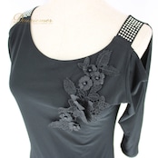 社交ダンス 衣装 スタンダード ラテン ドレス ワンピース レッスンウェア ICHIOKU イチオク ブラック系 黒 ラインストーン シンプル 上品 伸縮性 軽い生地感 おしゃれ 衣装 トップスでも使える シンプルデザイン 高品質 大人 女性用 フォーマル ブラックドレス パーティー用 ドレッシー 上品な印象 日常使いにもオススメ