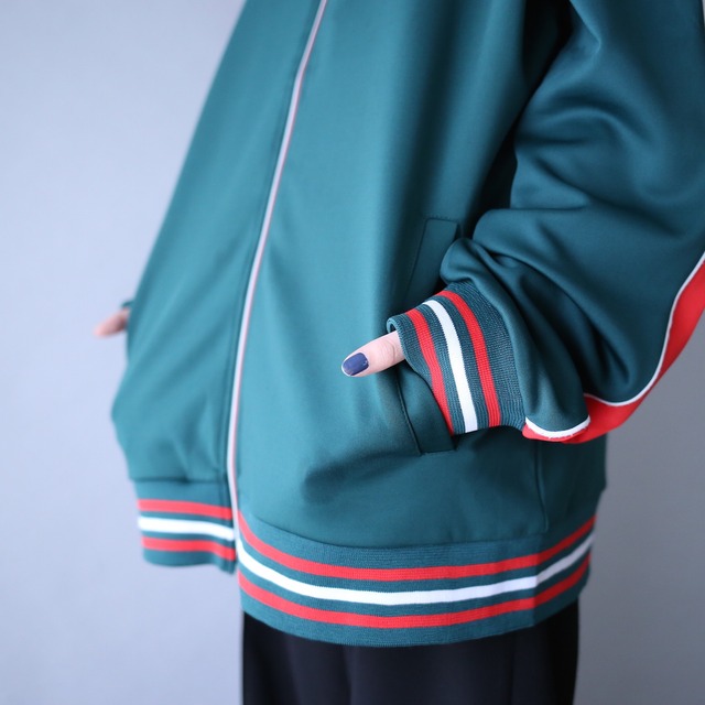 3-tone good coloring loose silhouette track jacket