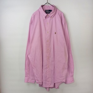 ラルフ　BDシャツ　コットン　カラーポニー　オックスフォード　刺繍ロゴ　ピンク　L