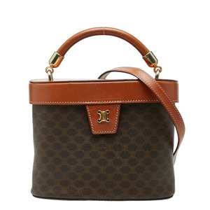 セリーヌ マカダム バニティバッグ ショルダーバッグ 2WAY ブラウン PVC レザー レディース CELINE 【中古】