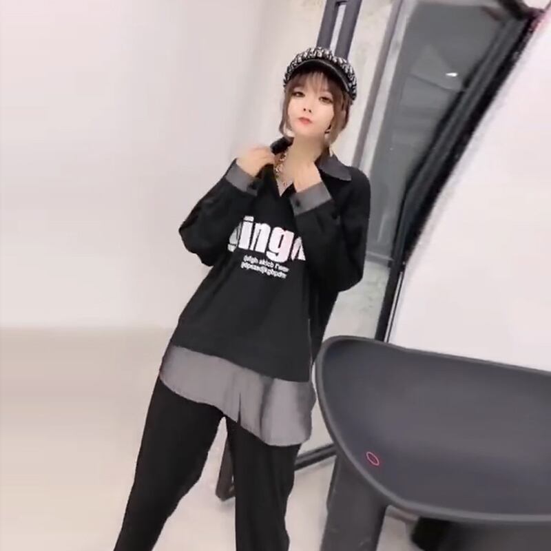 プラスサイズの女性の2020年の新しいファットmm秋のカバーベリートップルーズシャツスリム長袖ラペルTシャツ女性 ミックスインファッション35934635360