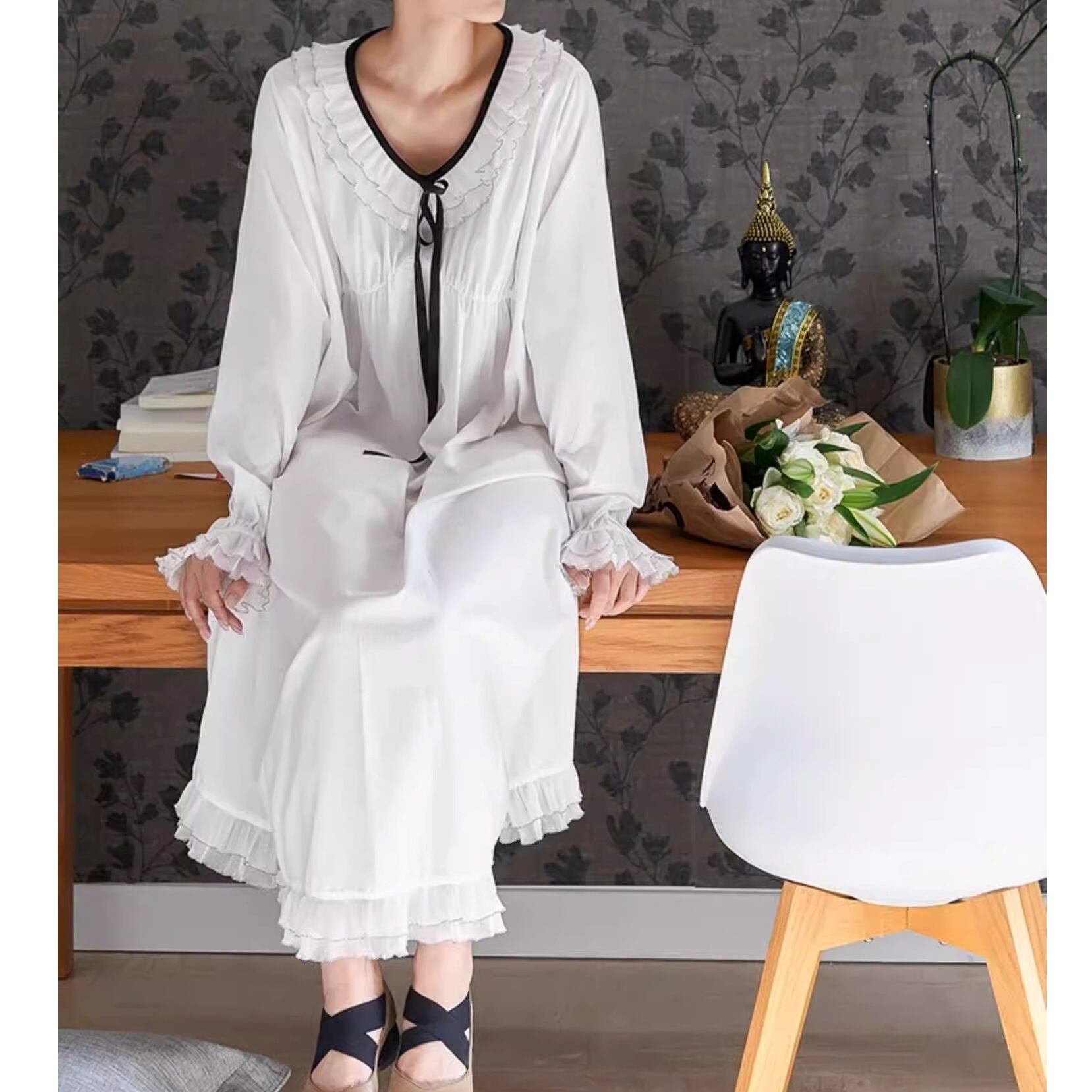 【M-XL】frill line night dress p1632