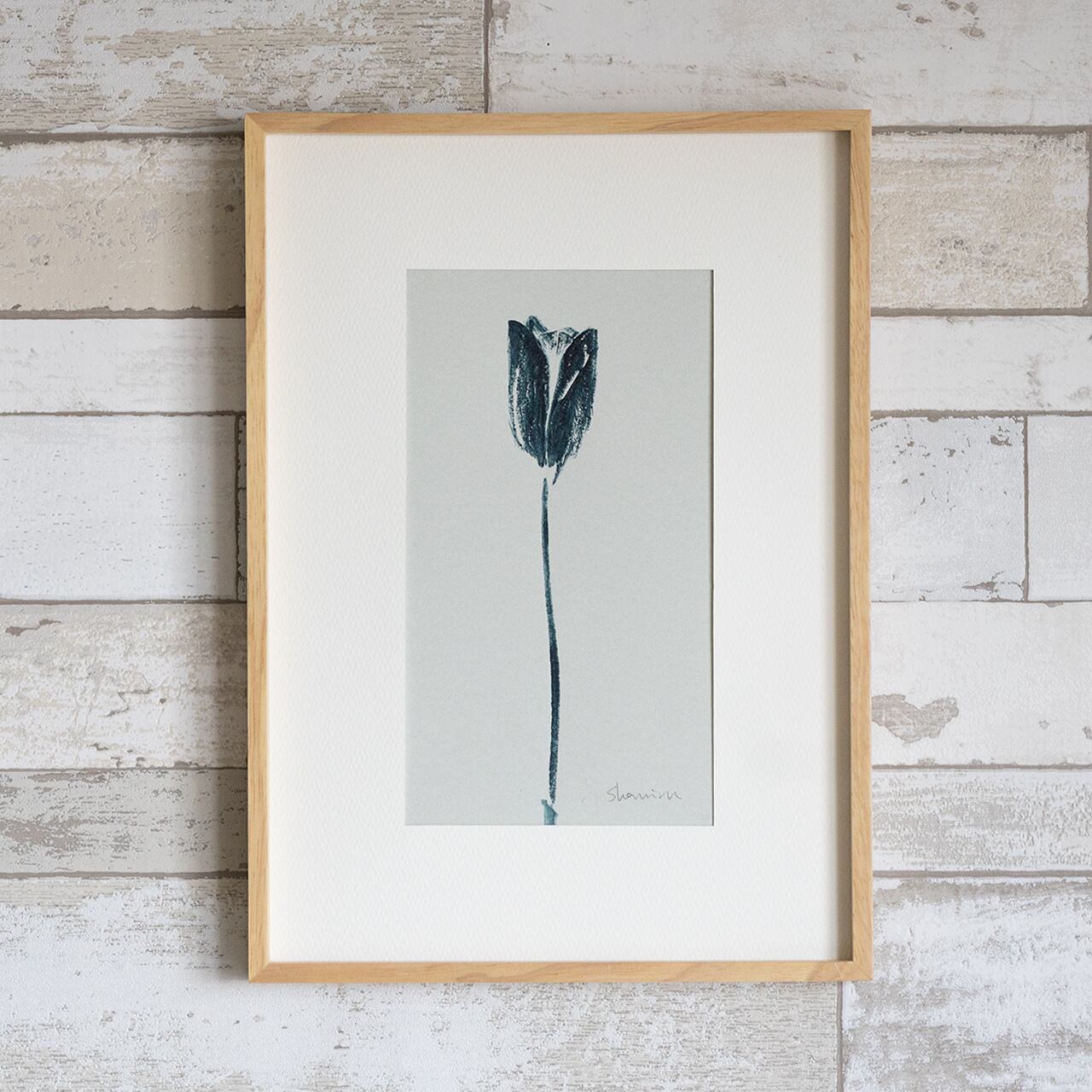 原画] ウォールアート チューリップ02 霧色 A4 ボタニカル