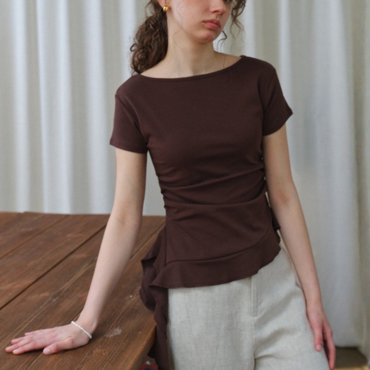 Drapé Asymmetry Tee F0614