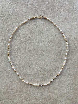 (1点限定)淡水パール＆Herkimer Diamond 14k gold filled ネックレス
