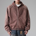 Zip-up Oversized Long Sleeve Hoodie ◇2color H0840