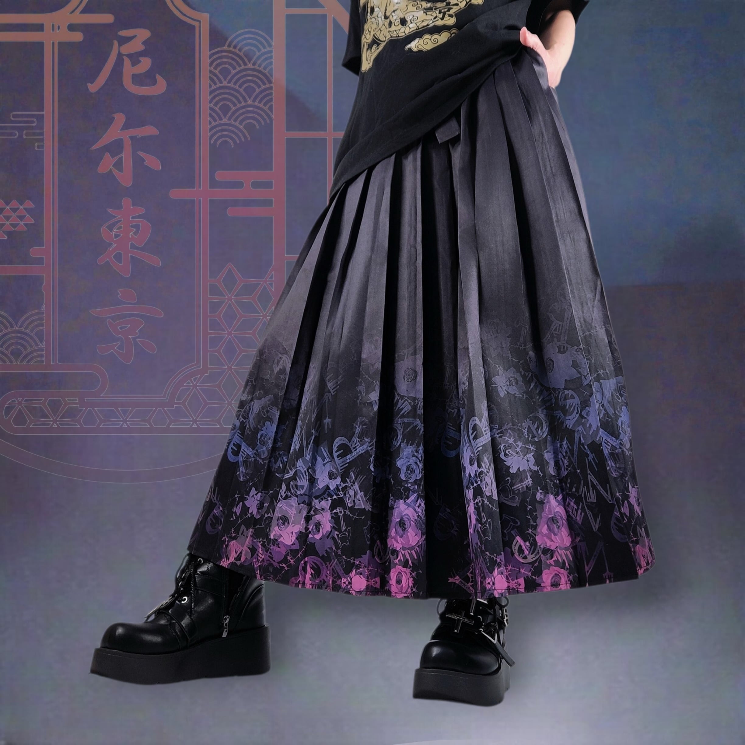幻薔薇―袴風ユニセックススカート【両サイドポケット付き】 | NIER