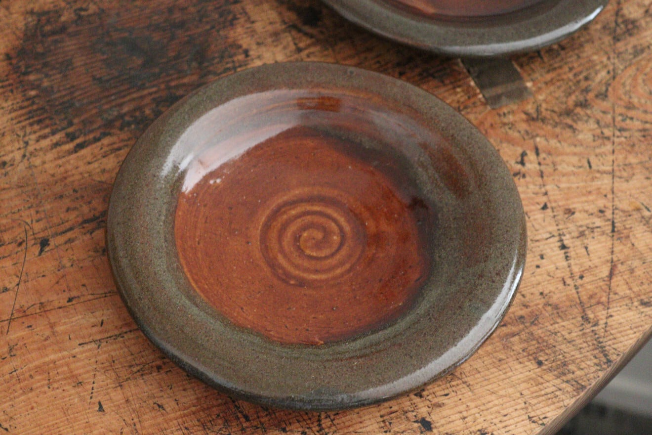 成井窯 6寸皿 | ao+水玉