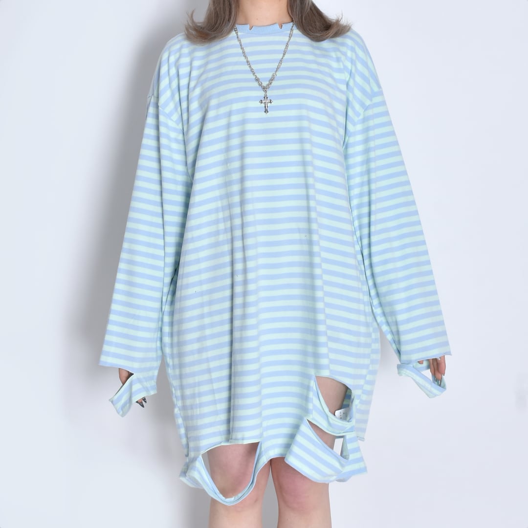 ボーダーグランジロンT(BABY BLUE) | VOLCAN&APHRODITE