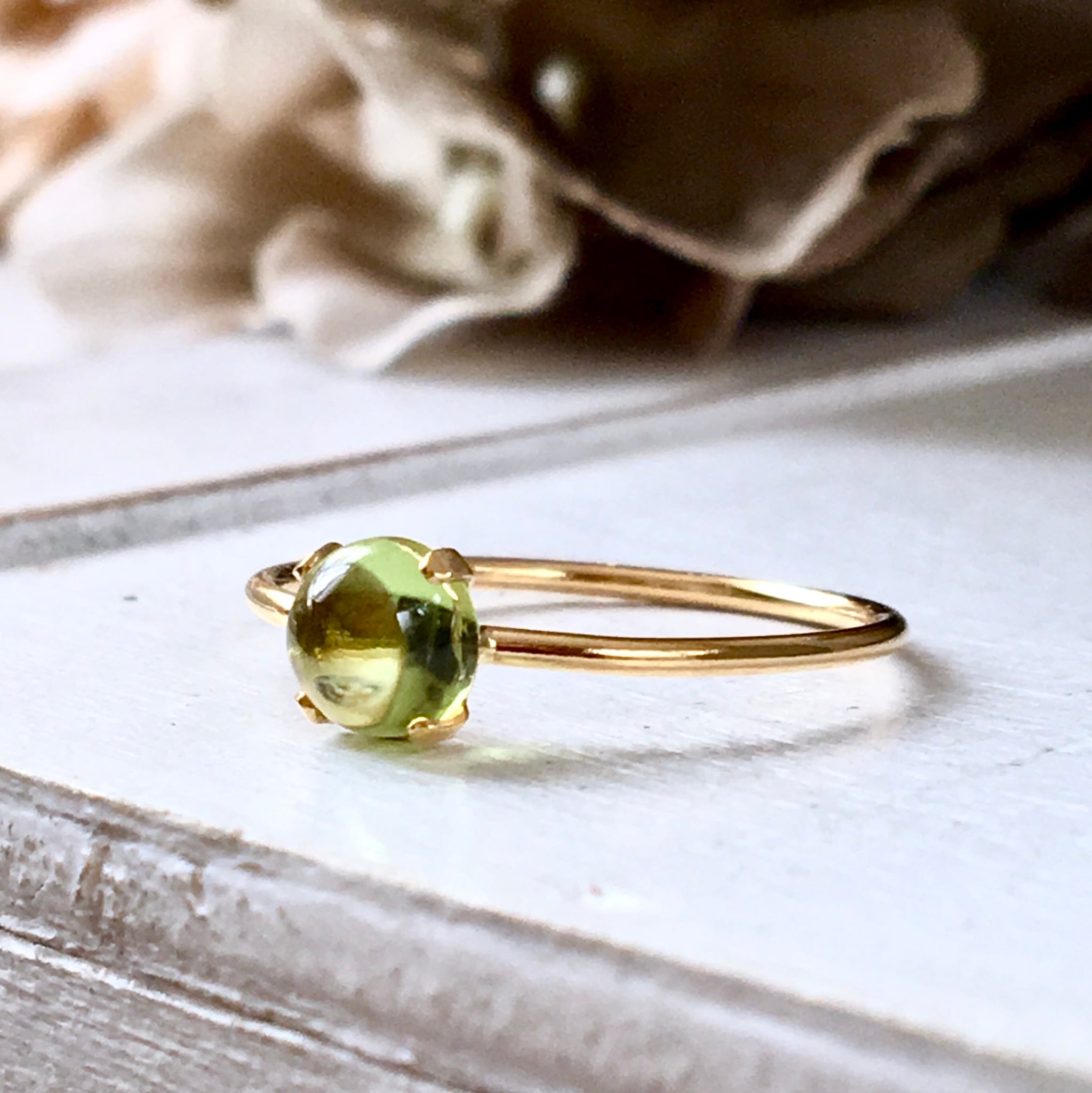 14kgf天然石ペリドットリング】7号/11号/13号 8月誕生石 Peridot ring